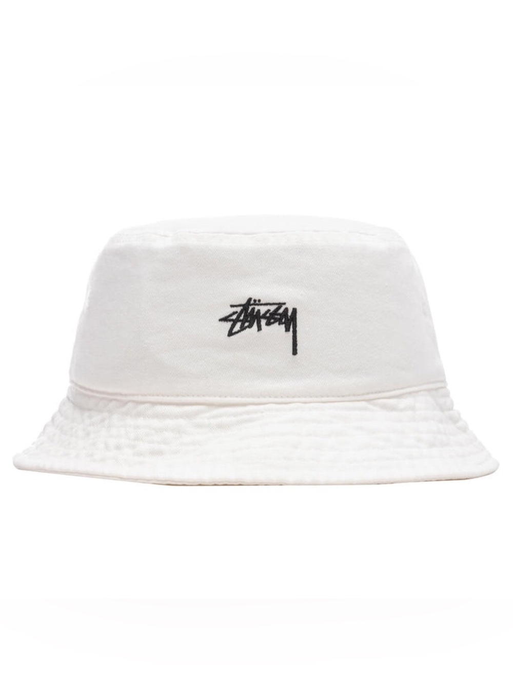 Stüssy White Embroidered Logo Bucket Hat